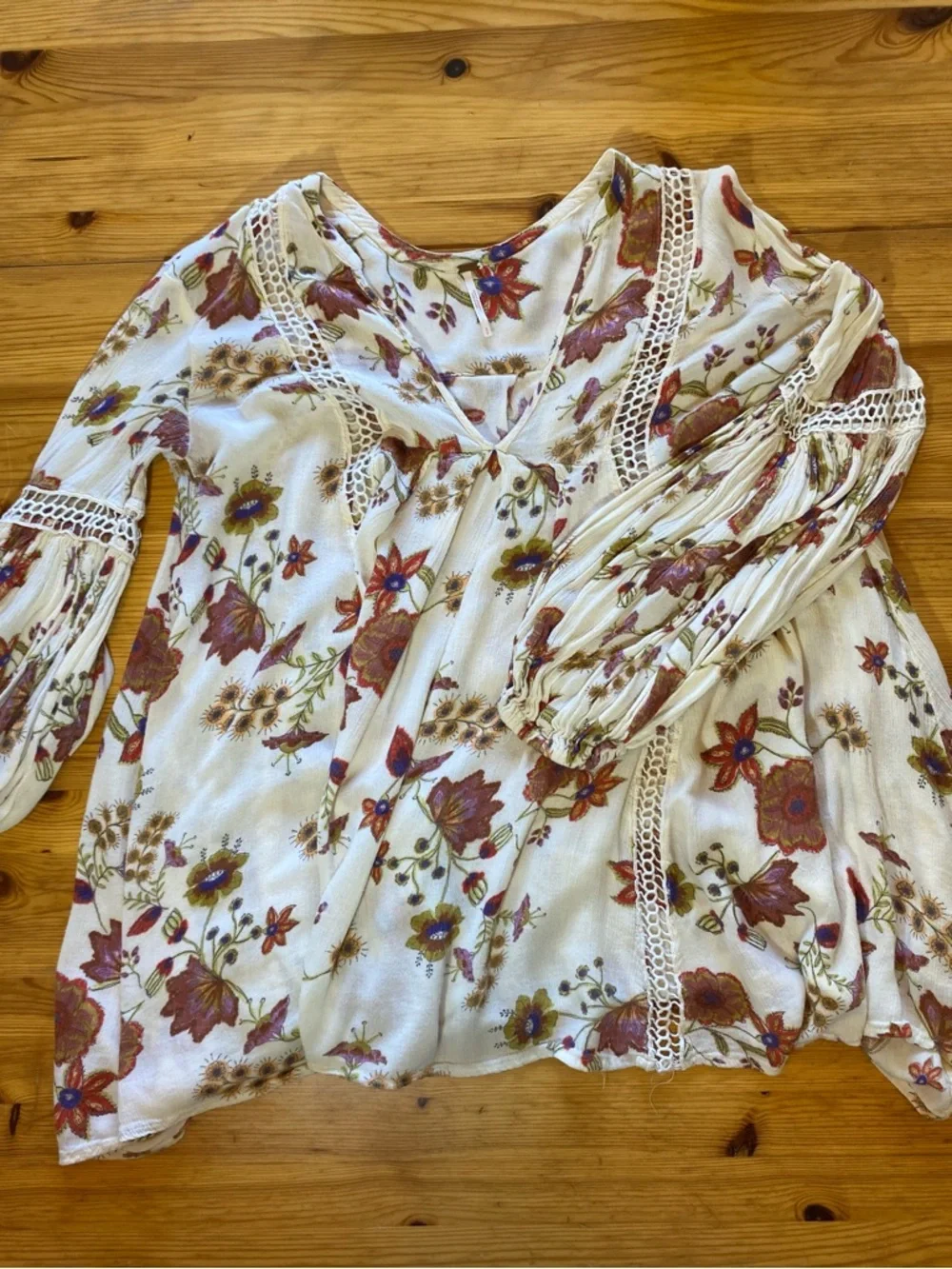 Free People Just the Two of Us Floral Tunic Dress in Cream Soft Coral Size Small